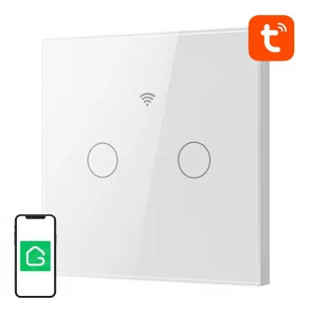 Liečiamas belaidis WiFi šviesos jungiklis Gosund SLS2 (modelis SW12) – dviejų kanalų, su neutraliu arba be neutralaus laido montavimu