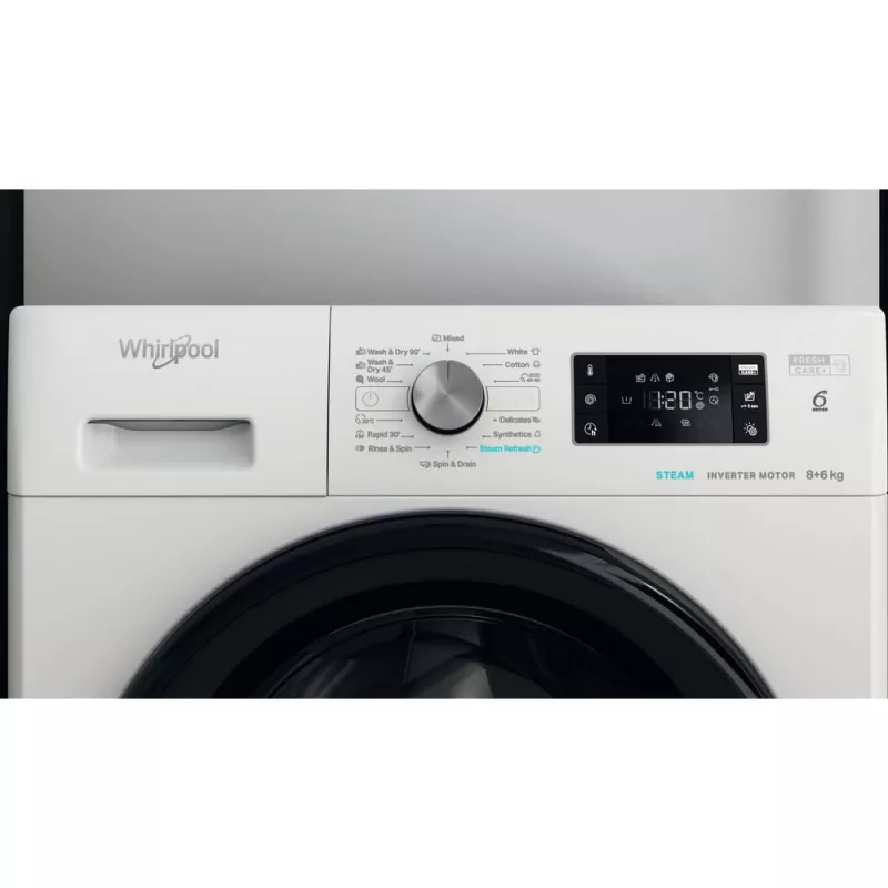 Whirlpool FFWDB864349BVEE skalbyklė su džiovykle 8 kg / 6 kg 1400 aps/min