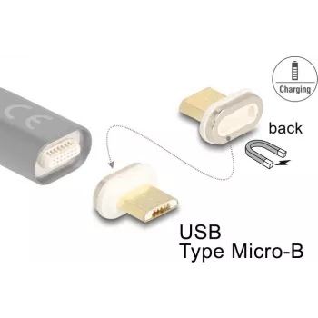 Lyties keitiklis DeLOCK 66575 Magnetinis USB Micro-B Auksinis Baltas