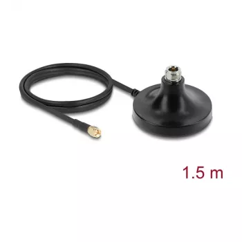 Antenos magnetinis pagrindas DELOCK ULA100 – 1 x N lizdas į 1 x SMA kištuką, 1,5 m laidas, lauko, juodas