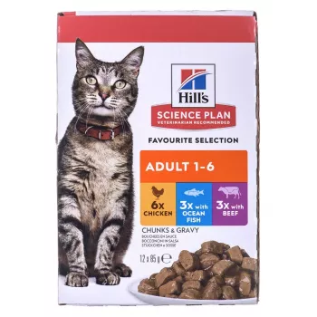 HILL'S Feline Adult Multipack Classic - maišelis 12x85g