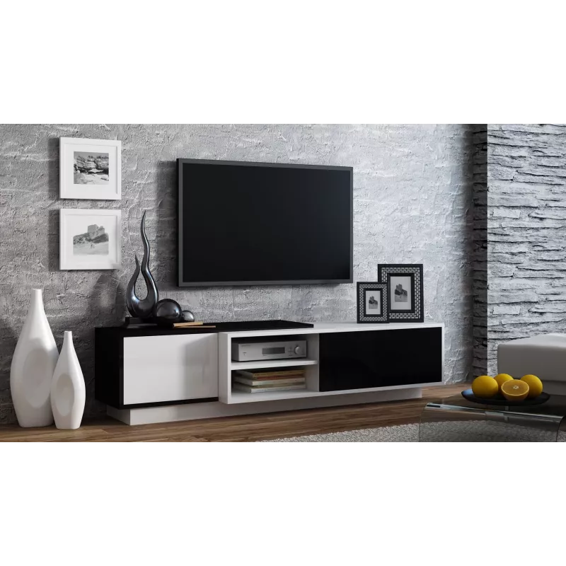 Cama TV spintelė SIGMA1 180 baltas/juodas blizgus