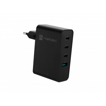 NATEC NUC-2234 sieninis įkroviklis nešiojamam kompiuteriui ir išmaniajam telefonui, juodas, 100 W, greitasis įkrovimas, GaN