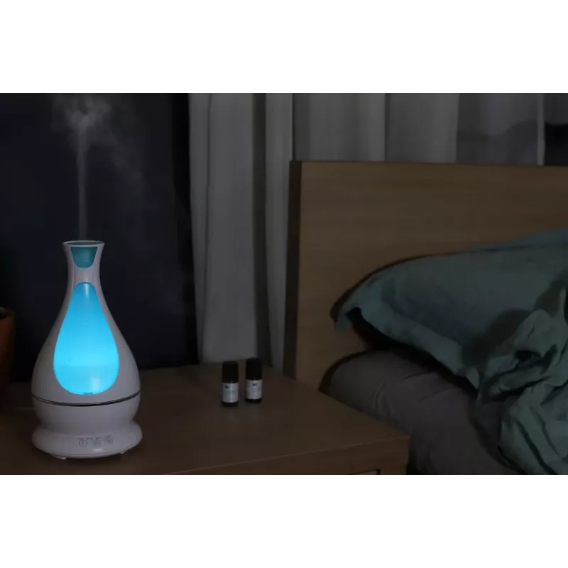 Minimu aromaterapijos difuzorius su LED apšvietimu, 400 ml, baltas