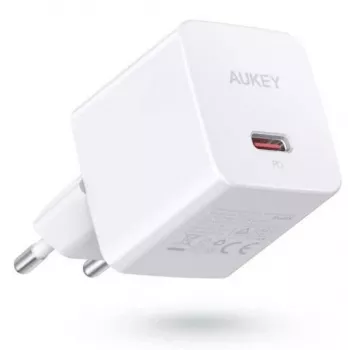 Mini tinklo įkroviklis AUKEY PA-Y20S Baltas 1xUSB-C 20W PD Power Delivery