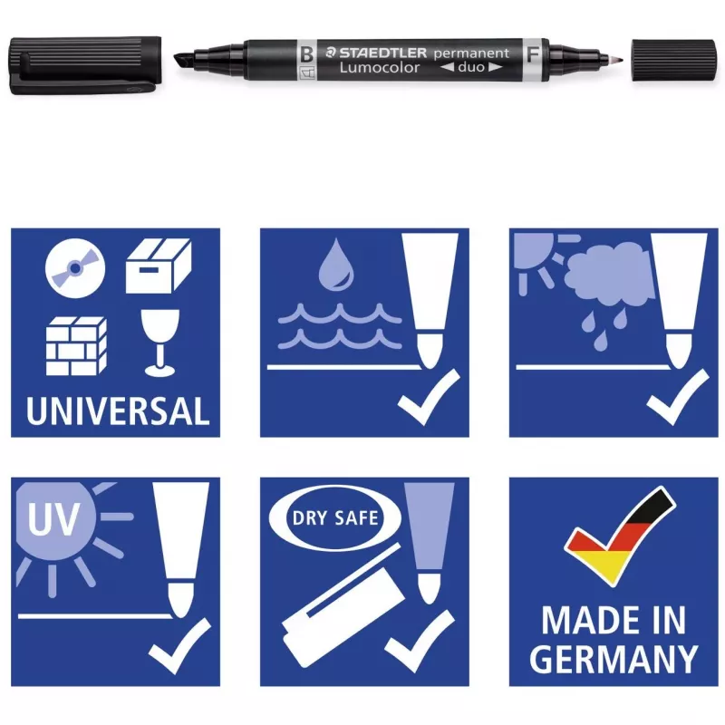 Staedtler Lumocolor permanent duo 348 B juodas nuolatinis markeris 1 vnt.