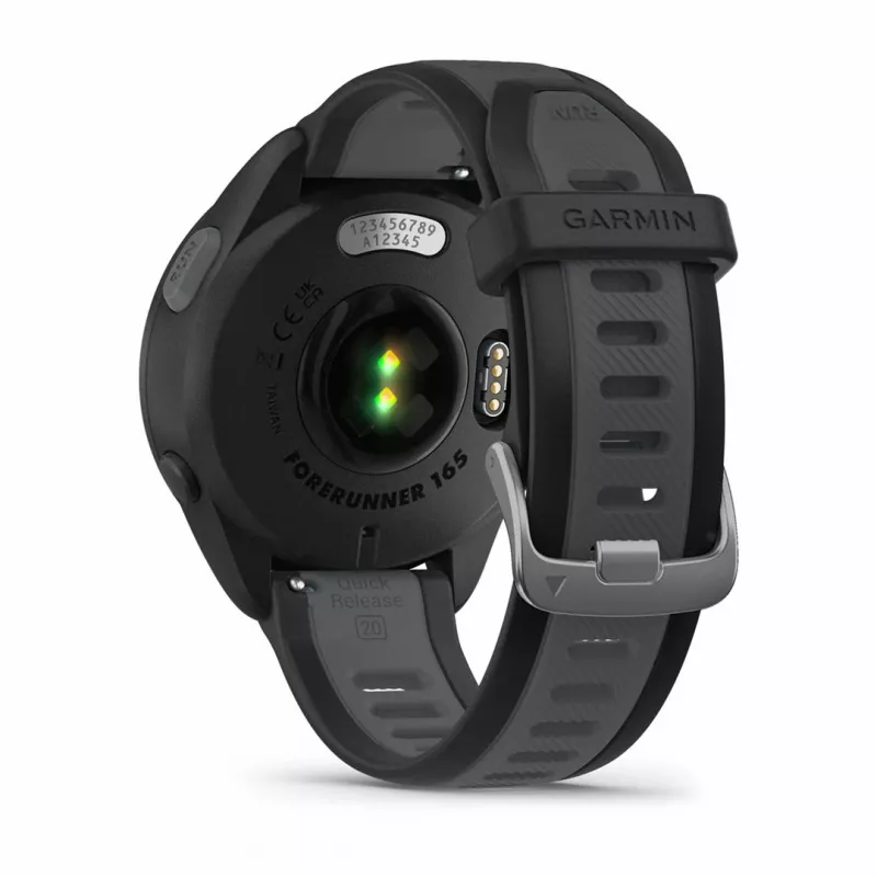 Garmin Forerunner 165 Music – Juodas – Sportinis laikrodis su silikoniniu dirželiu – Pelenų pilka – Riešo dydis: 126-203 mm – Ekranas 3 cm (1,2 colio) (010-02863-30)