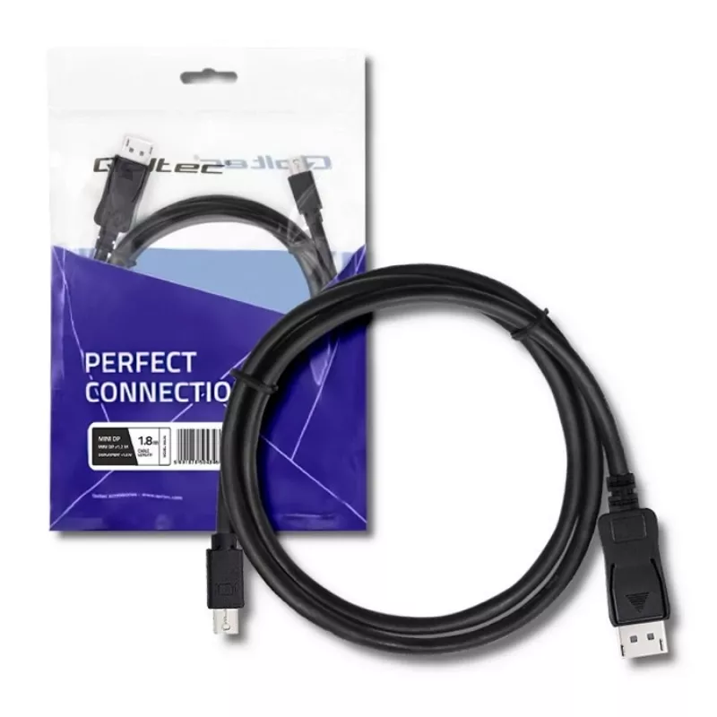 Qoltec 50434 1,8 m Mini DisplayPort – DisplayPort laidas, juodas