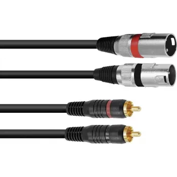 Audio kabelis 1 m Omnitronic 3022522B 2x XLR 2x RCA juodas