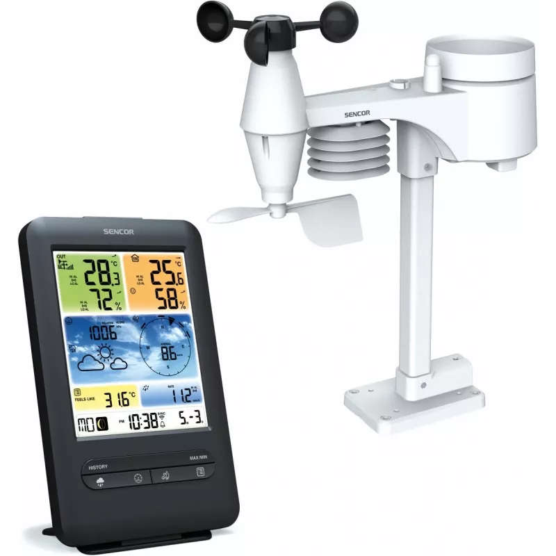 Sencor SWS 9898 profesionali Wi-Fi orų stotelė su 5 viename jutikliu, juoda