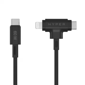 HYPER HyperJuice USB kabelis USB 2.0 1,5 m USB C / USB C / Lightning juodas