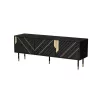 TV spintelė Cama Meble MOUNTAIN 154x40x55 cm, medžio drožlių plokštės viršus, juoda ir auksinė