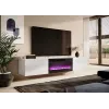 TV spintelė Cama Meble SLIDE 200K su elektriniu židiniu 200x40x37 cm blizganti balta
