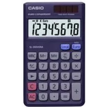 CASIO SL-300 VERA skaičiuotuvas, saulės/baterijos maitinimas, 8 skaitmenų EXTRA BIG LC ekranas, euro konversija