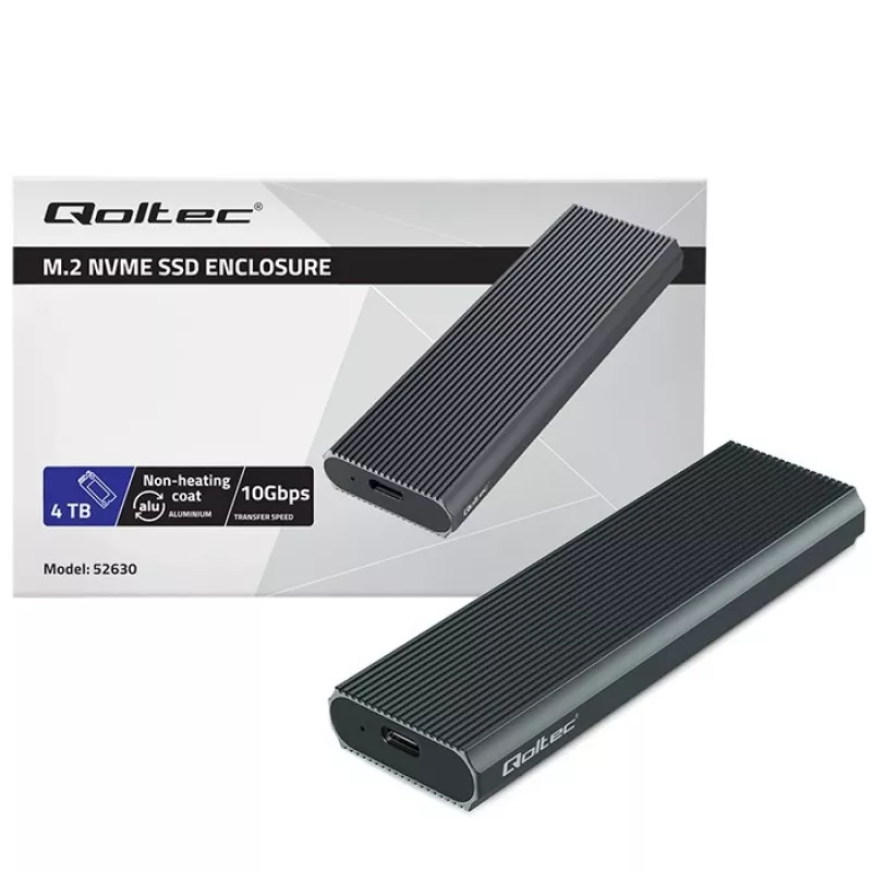 Išorinis M.2 NVMe SSD korpusas QOLTEC 52630 – USB 3.1 Gen2 10Gb/s, USB-C