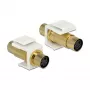 Delock 86338 Keystone modulis su Mini-DIN 4 kontaktų lizdais abiejose pusėse, paauksuotas, baltas