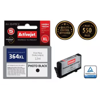 Kasetė ActiveJet AH-364PBCX suderinama su HP, foto juoda, didelės talpos (XL), 12 ml, atnaujinta premium