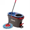 Grindų šluotražė VILEDA Microfibre 320 mm, teleskopinis kotas 55–123 cm, skalbiama, 360° besisukanti galvutė, juoda/mėlyna/raudona