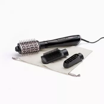Šildomas šepetys plaukams BABYLISS Style Smooth 1000 Airflow AS128E, 1000 W, juodas, 3 antgaliai, jonų technologija, reguliuojamas termostatas