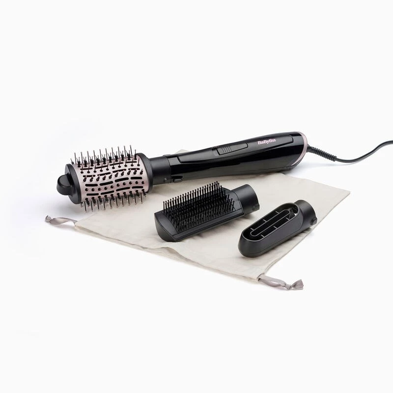 Šildomas šepetys plaukams BABYLISS Style Smooth 1000 Airflow AS128E, 1000 W, juodas, 3 antgaliai, jonų technologija, reguliuojamas termostatas