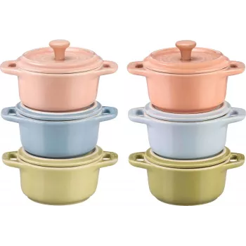 Rinkinys 6x Mini Cocotte apvali 10 cm, įvairiaspalvis