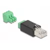 DeLOCK 66607 lyties keitiklis RJ45 į 3 kontaktų gnybtų bloką, juoda/žalia