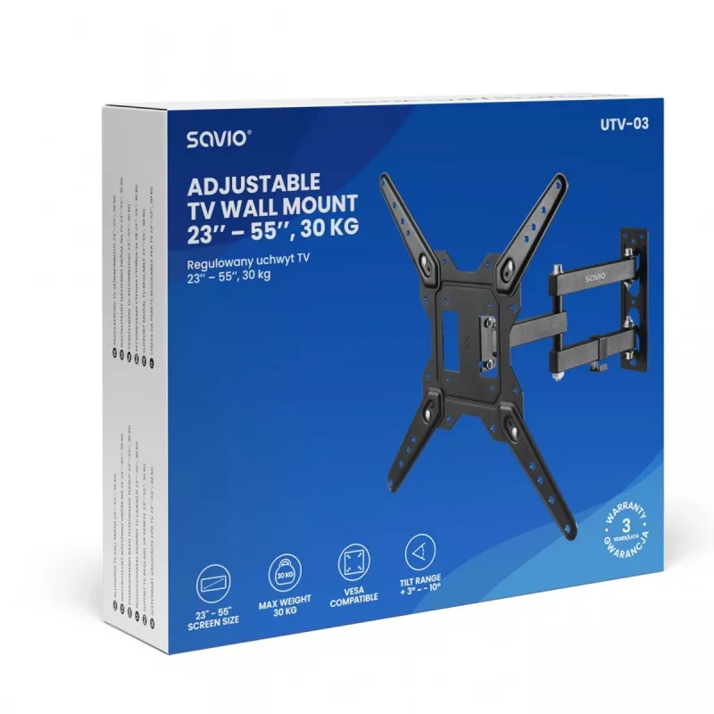 Savio UTV-03 TV laikiklis/stovas 139,7 cm (55 inch) juodas