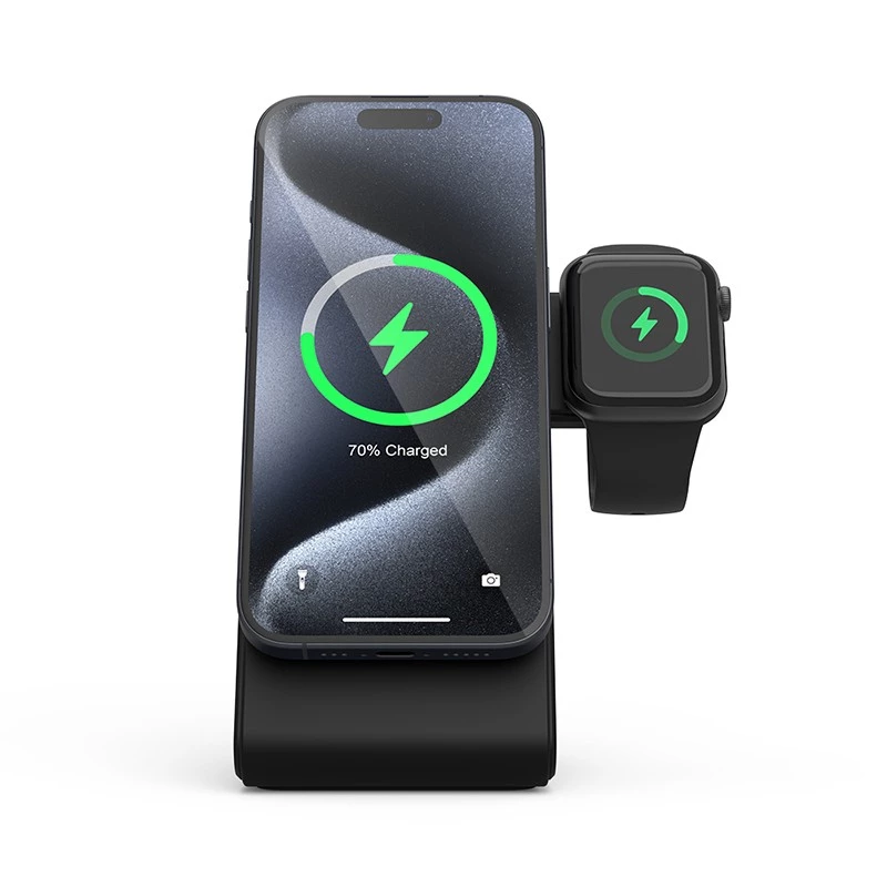 Vidaus belaidis įkroviklis laikrodžiui Crong CRG-MSPS-BLK, juodas, Lightning/USB