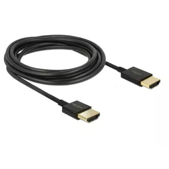 DeLOCK Slim High Quality - HDMI mit Ethernetkabel - HDMI (M) bis HDMI (M) - 25cm - Dreifachisolierung - Schwarz - 4K Unterstützung (85117)