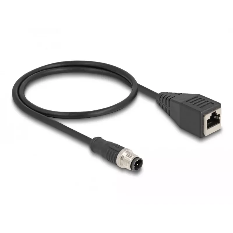 DeLOCK M12 adapterinis kabelis D-koduotas 4 kontaktų kištukas į RJ45 lizdą 50 cm
