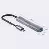 USB-C šakotuvas Unitek H1208B — 1x USB-A 5 Gbps, 3x USB-A 2.0, USB-C lizdas, aliumininis korpusas, 0,20 m kabelis