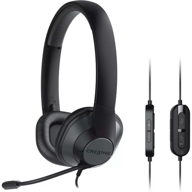 Ausinės Creative HS-720 V2 ant ausų, USB, juodos ir sidabrinės spalvos