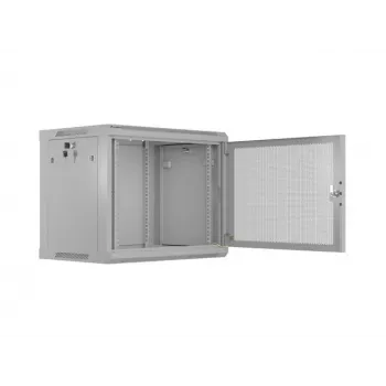 19 inch 9U 600x450 pilkas sieninis montavimo stovas su perforuotomis durelėmis
