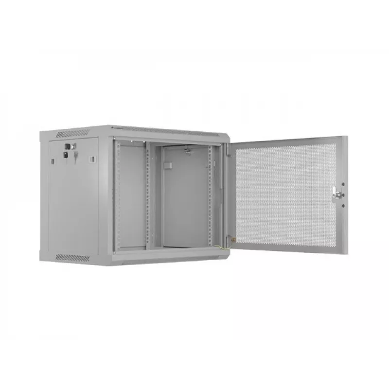 19 inch 9U 600x450 pilkas sieninis montavimo stovas su perforuotomis durelėmis