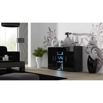 Komoda Cama SOHO S7 120 cm Juodas Blizgus