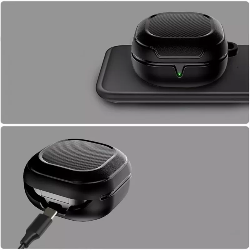 Tech-Protect Rough Carbon apsauginis dėklas Samsung Galaxy Buds 2 Pro/2/Live/Pro įkrovimo dėklui, juodas