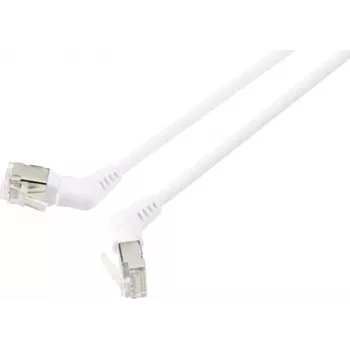 Renkforce RF-6071564 RJ45 tinklo kabelis, CAT 6a F/UTP 0,50 m, baltas, kištukas su 360° sukiojamais kontaktais ir kampuotu kabelio išėjimu, 1 vnt.
