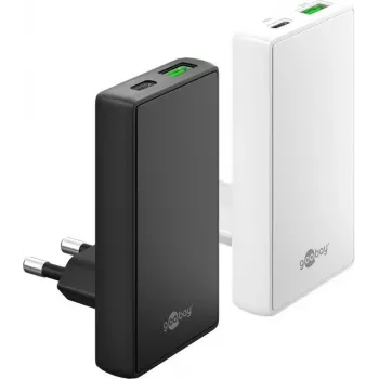 Goobay USB-C PD GaN Dual-Fast Charger 90° Flat 45 W juodas - 1x jungtis (75719)