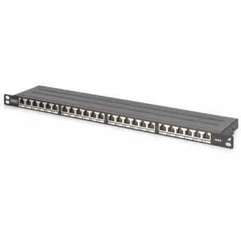 Patch Panel Digitus CAT6 Class E Ekranuotas Didelio Tankio Juodas 24 prievadai 0.5U