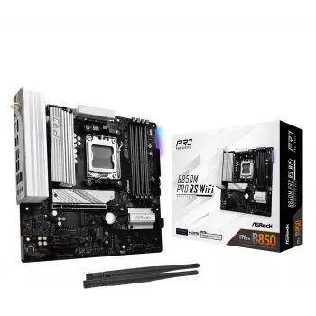 Motininė plokštė ASRock B850M Pro RS WiFi — AMD B850, Socket AM5, microATX, DDR5, 4 DIMM, 256GB, Wi‑Fi 6E, 2.5Gb LAN, 3x M.2