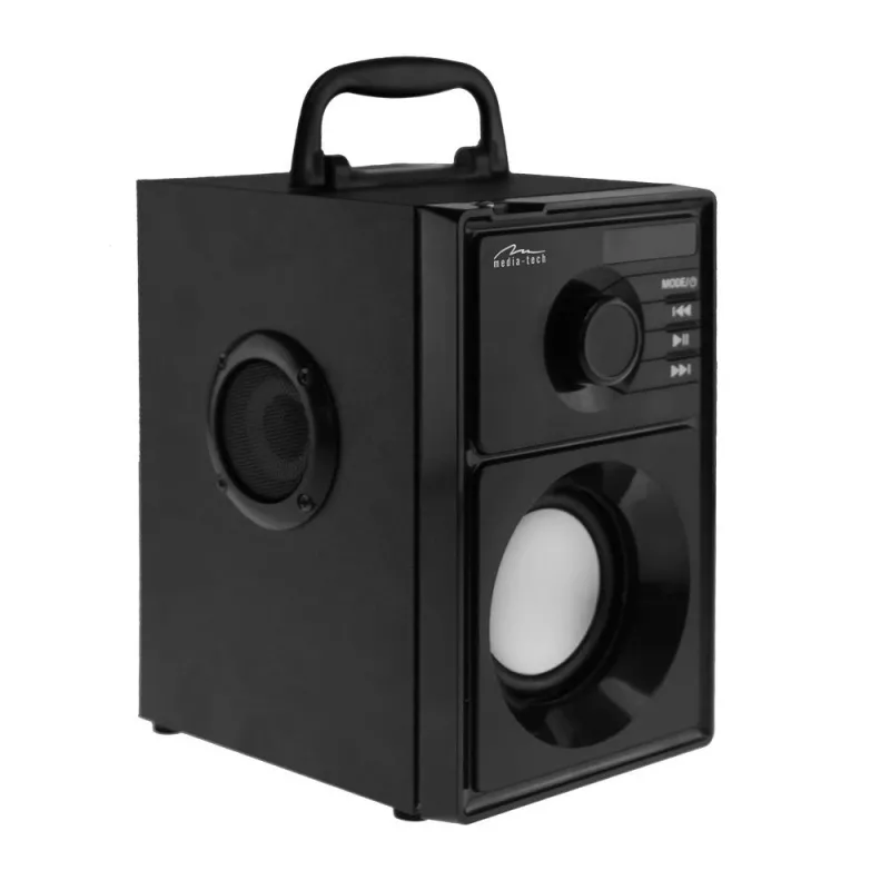Belaidis garsiakalbis MEDIA-TECH MT3179, 20W (RMS 15W), Bluetooth 5.1, FM, MicroSD, USB, AUX, Li-Ion, 6 h, medinis korpusas