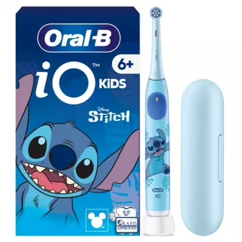 Oral-B iO Kids Disney Stitch elektrinis dantų šepetėlis su kelioniniu dėklu, įkraunamas, 6Y+, 1 šepetėlio antgalis, 3 režimai