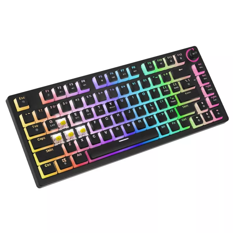 Belaidė mechaninė klaviatūra Savio SAVGK-PHENIX YELLOW PUDDING, Gateron Yellow Pro, 75 %, geltona, USB