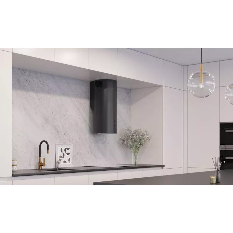 Įmontuojamas gartraukis MAAN ELBA 2 W 731 BLACK, šalinamas/cirkuliacinis, aliumininis riebalų filtras, 4 greičiai, 61 dB