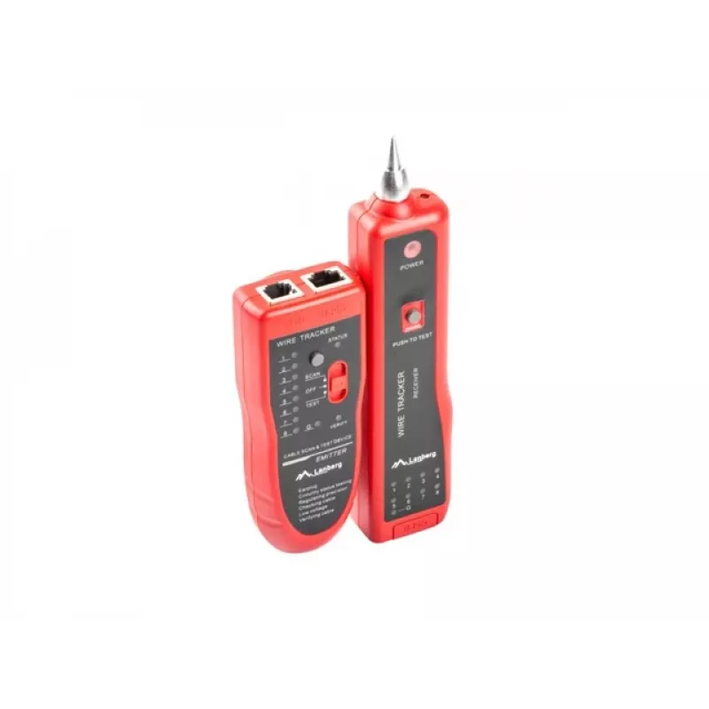 LANBERG kabelių testeris NT-0501 — RJ-11/RJ-12/RJ-45, iki 250 m, įmontuota baterija, LED indikatoriai, juodas