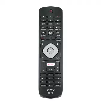 SAVIO nuotolinio valdymo pultelis RC-10, skirtas Philips TV, IR belaidis, juodas, mygtukų įvestis