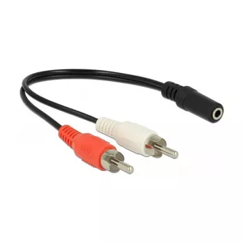 Garso kabelis DeLOCK 85806 0.2 m 2xRCA 3,5 mm juoda raudona balta