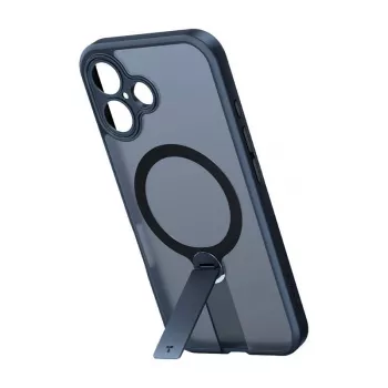 Apsauginis dėklas telefonui Torras Pstand Spin, skirtas iPhone 16 Plus — juodas, sulankstomas stovas, plona apsauga