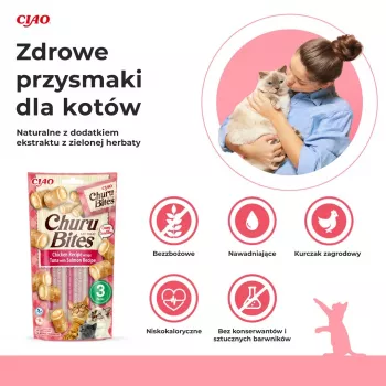 INABA Churu Bites vištiena su tunu ir lašiša - skanėstai katėms - 3x10 g