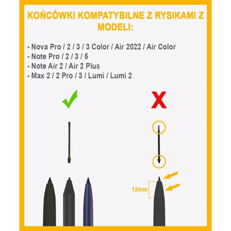 Antgaliai rašikliui, skirti Onyx E-Reader Note 3 – 5 vnt., juodi